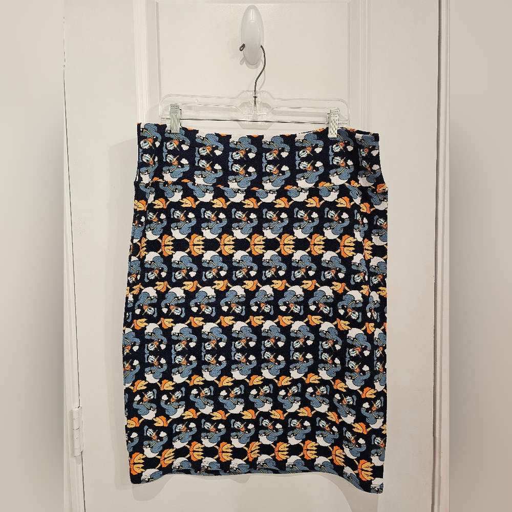 LuLaRoe Blue and Orange Patterned Pencil Skirt - Picture 1 of 2
